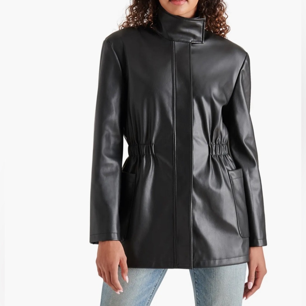 Steve Madden Faux Leather Jacket - Black - Large